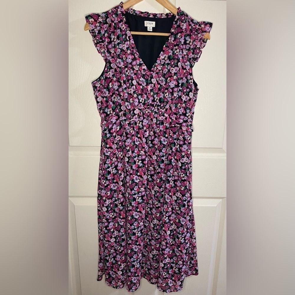 J. Crew Pink Floral Print Dress, Formal, Wedding Guest Size 8 - Picture 4 of 10